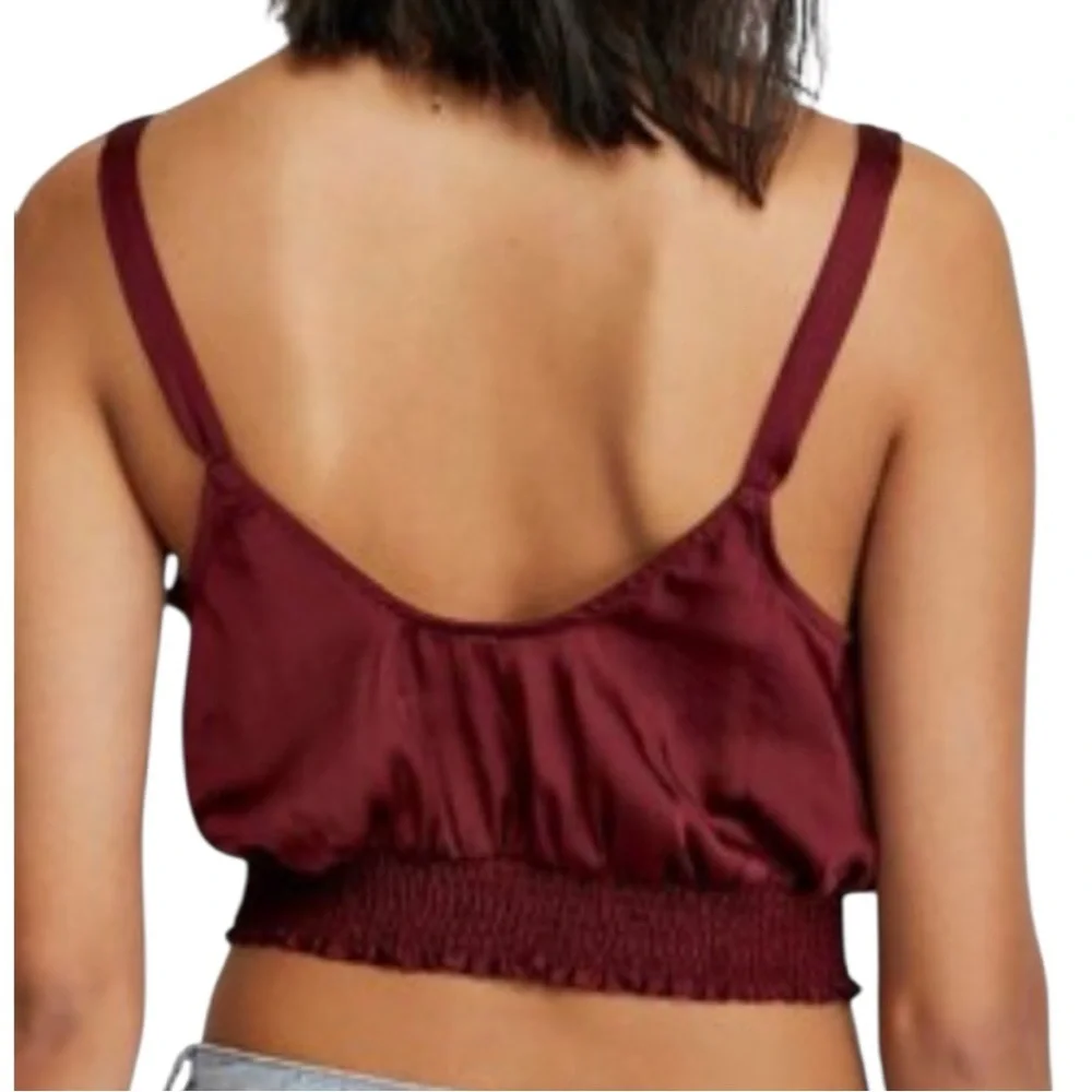 Free People Intimate You Honey Brami Satin Cami Top SZ S Pomegranate